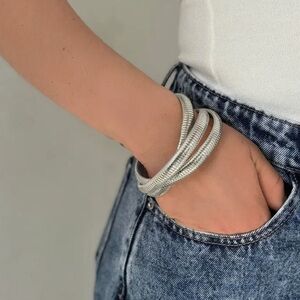 Adornia Brand silver intertwined bracelet set. Brand new.